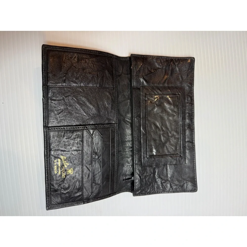 AMORNI‎ Black Leather Wrinkled Slim Bifold Wallet Organizer